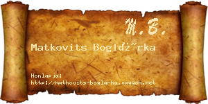 Matkovits Boglárka névjegykártya